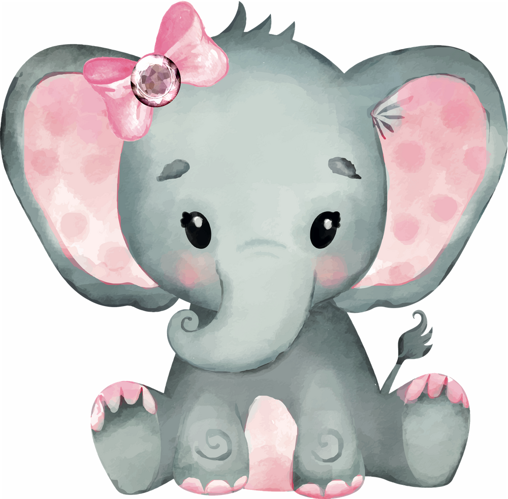Elefante tierno con moño rosa